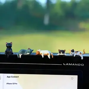 2026 jade cat statue Mini Cat Desk Figurines Set of 5 Resin Multi Pose Kitty Ornaments Cute Cartoon Style Desk Companions for Home Offices Cubicles Playful Charming Desktop Decoration cat stone statue alien statue Anime Shapeshifting Superhero Figures