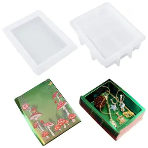 Book Shaped DIY Resin Mold, Silicone Mold for DIY Jewelry Making, Home Decor, Jewelry Storage Tool Making Supplies (Contains Mold Only), Durable Silicone