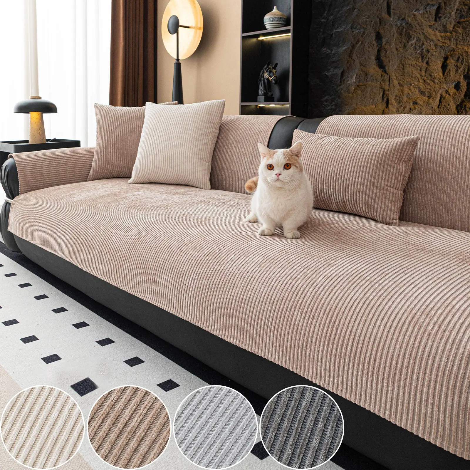 1pc All-Season Chenille Sofa Cushion, Cat Scratch Protection Pad, Soft Atmosphere, Universal Use, Durable & Comfortable Seat Cover, Soft Sofa Protector, Reusable Couch Protector, Sofa Couch Protector