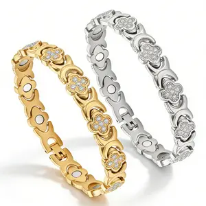 City Fashion Copper Bracelets for Women, Ultra Strength Magnetic Bracelet with 3800 Gauss Magnets & Sparkling Cubic Zirconia, Adjustable,charm bracelet Rhinestone Decorated Bangle-MothersDayGift