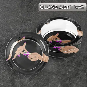 Round Glass Ashtray with Anti-Slip Bottom, Fashion Design, Perfect Gift for Stylish Women or Independent Queens, Desk Decor, Home Decor Accessory