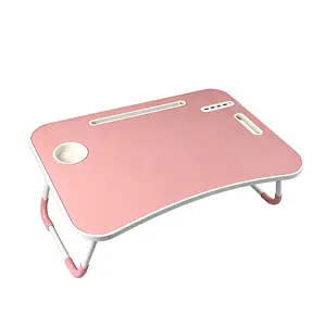 Foldable Laptop Table, Portable Bed Desk with Cup Holder, Tablet Slot & Handle for Working, Writing, Drawing & Eating