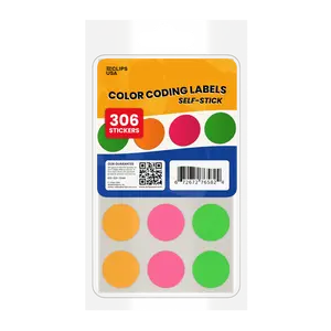 Color Coding Labels - Self-stick, 3/4 Inch Diameter, 306 Labels On Sheets, Assorted Colors