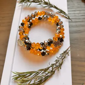 Amber Twilight Memory Wire Bracelet Stack