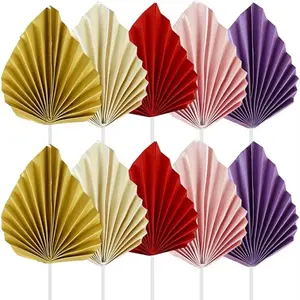 6pcs Palm Spear Cake Topper Happy Birthday Palm Leaf Decoration Cake Decorating Wedding Baking Dessert Table Party Favors Cake Decorating Supplies
