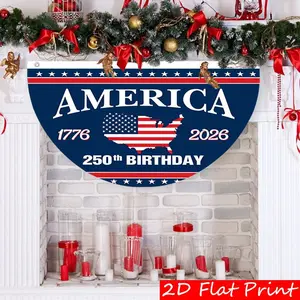 1pc USA 250th Anniversary Semi-Circular Flag, Patriotic Independence Day Banner for July 4th Party Yard Porch Decor, Durable 2D Flat Design Celebrates 250 Years of Freedom