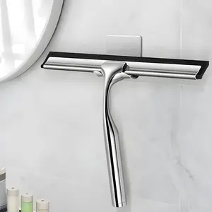 Stainless Steel Shower Squeegee, 1 Count Shower Cleaning Tool with Adhesive Hook, Household Window Mirror Squeegee for Cleaning, Bathroom Cleaning Tool, Home Cleaning Tool