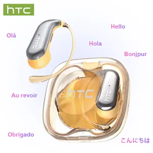 HTC NE38 OWS AI Translator Earbuds, Wireless Bluetooth 6.0, Supports Real-Time Translation in 134 Languages, Includes App, IPX5 Waterproof, Hi-Fi Sound Quality, Suitable for Exercise, Meetings, Studying, and Audio Calls | Built-in Microphone | AI Earbuds