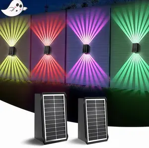 Solar Fence Lights: IP65 Waterproof, LED Bulbs, 7 Color Modes, Easy Installation—Perfect for Halloween & Christmas Garden Decor Lighting | Outdoor Fun Solar Lights