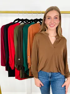Dear Scarlett Simply Irresistible Wrinkle-Free 3/4 Sleeve Gabby Top - Multiple Colors, True to Size, Light & Airy, Very Stretchy, 94% Polyester & 6% Spandex - Fit