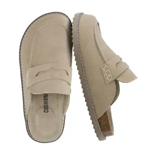 CUSHIONAIRE Zola Women’s Penny Clog Mule – Suede Slip-On with Memory Foam, Cork Footbed & Flexible Outsole - Biscuit 7W