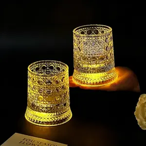 Light Up Spinning Whiskey Glass | 360° Rotating Crystal Tumbler with LED Base for Party & Bar Nights Mesmerizing Glow Spinning Whiskey Glass - Diamond Cut Crystal Tumbler with Lighted Rotating Base