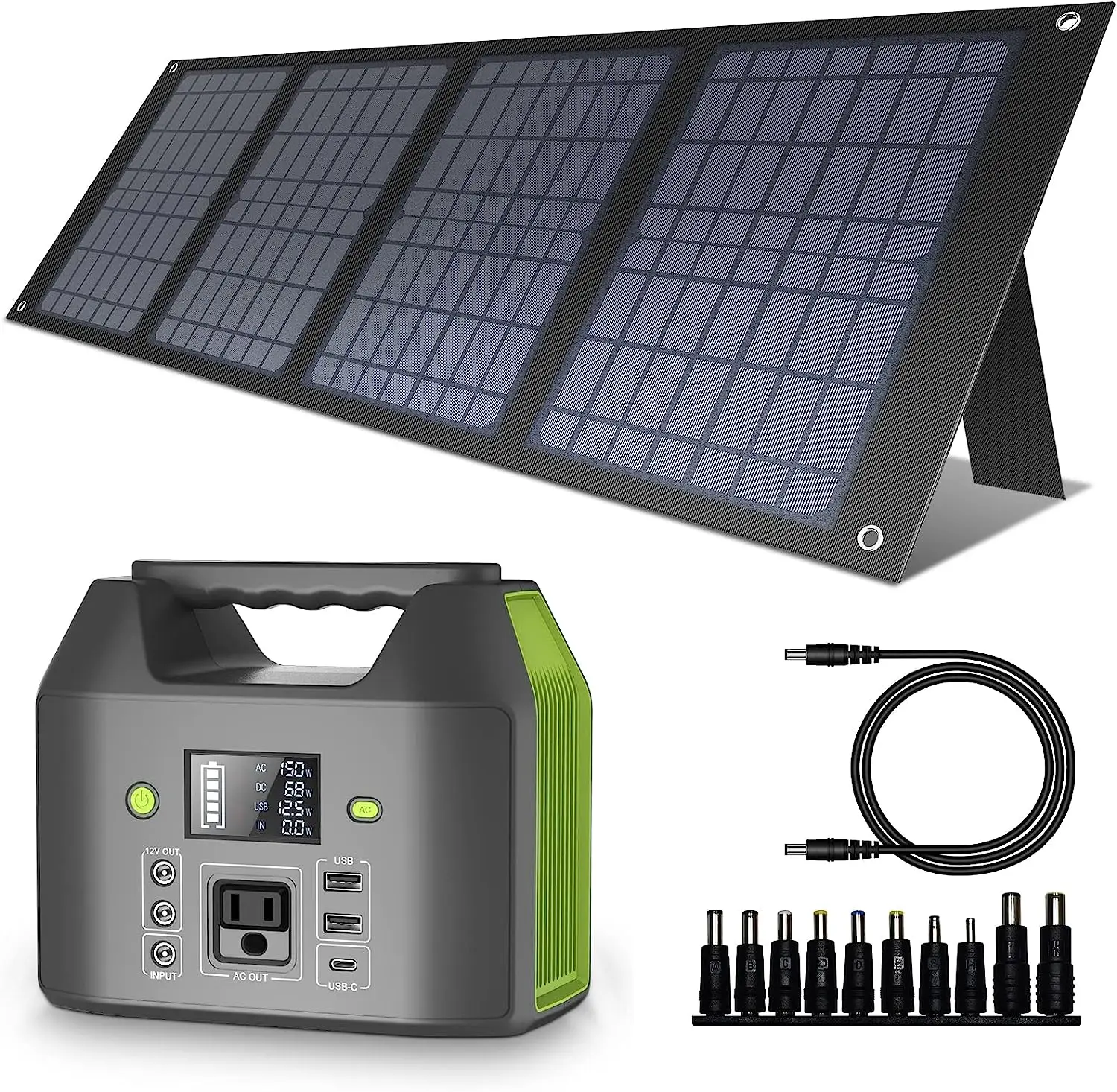 R150 150W Small Solar Generator with 40W Solar Panel, 6 Outputs 42000mAh Portable Charger Power Bank for Outdoor Home Emergency