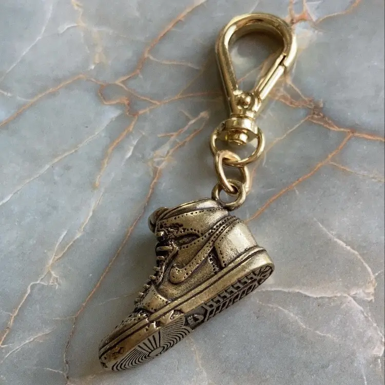 Sneaker Solid Brass Mini 3D Keychain
