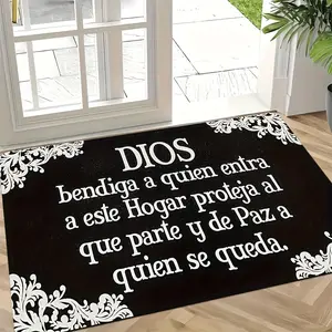 1-Piece "Blessings" Themed Welcome Doormat, New-Style Welcome Mat, Summervibes Classic Minimalist Black-And-White Color Scheme, Suitable For Entryways, Living Rooms, Bedrooms, Kitchens, Bathrooms, Patios And Outdoor Decor
