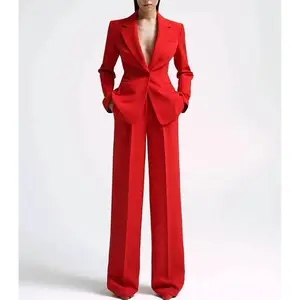 Women’s formal slim-fit two-piece suit: blazer + pants set for office/workwear, suitable for parties, with pockets. GARMENTARY