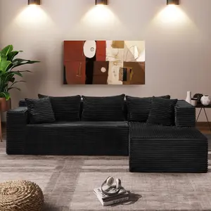 Garvee Modular L-Shaped Corner Sofa for Living Room - Minimalist Style with Customizable Options - Soft Corduroy Velvet Upholstery - Deep, Oversized Seating - No Assembly Required