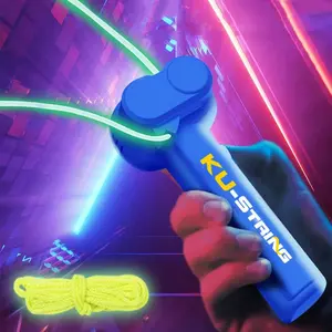 Light Up Yarn Gun Electric String Launcher High Speed Rope Shooter Fun Toys for Kids Outdoor Indoor Sports