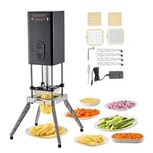 VEVOR 58W J300 Commercial French Fry Cutter, Stainless Steel & Aluminium Detachable Vegetable Fruit Chopper Slicer, Button-Control Electric Dicer with 2 Replacement Blades (1/2-in, 3/8-in), Countertop-Safe for Restaurants, Home Kitchen