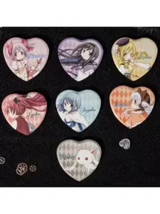Anime Puella Magi Madoka Magica Heart Shaped Badge Set Anime Character Pins Madoka Homura Mami Kyoko Sayaka Nagisa Kyubey Collectible Brooches