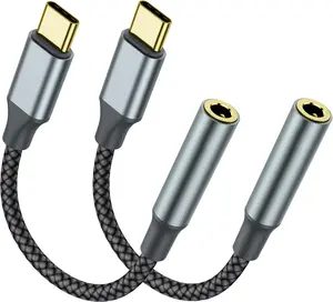 TIPSEAN USB C to 3.5mm Headphone Jack Adapter(2 Pack), USB-C to Aux Audio Dongle Cable for iPhone 17 Pro Max/17 Pro, 16/15 Pro Max, 16/15 Pro, Galaxy S23-S21 Ultra, Pixel, iPad Pro, MacBook (Black)