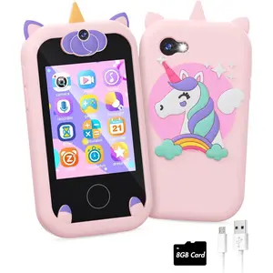 Kids Smart Phone for Girls Unicorns Gifts for Girls Toys 8-10 Years Old Phone Touchscreen Learning Toy Christmas Birthday Gifts for 3 4 5 6 7 8 9 Year Old with 8G Memory Card
