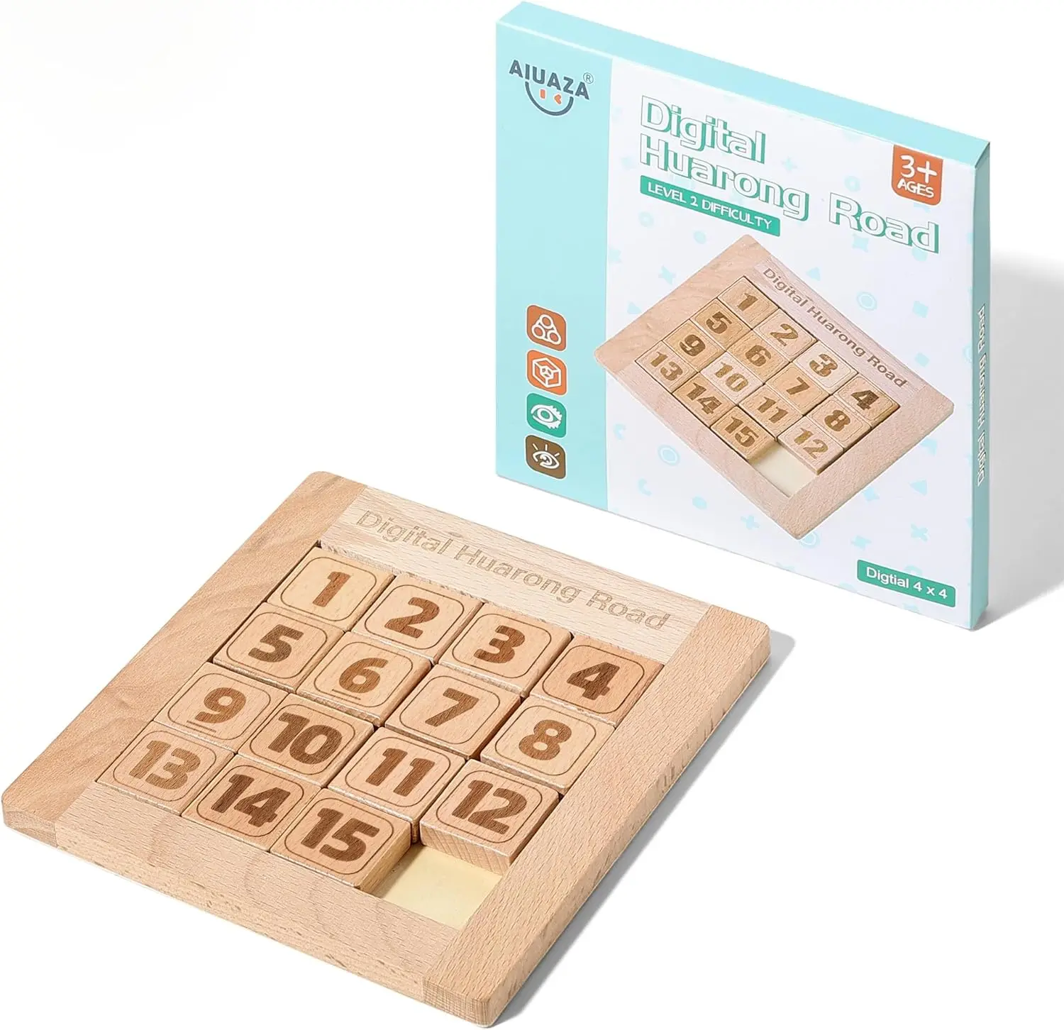 AIUAZA Wooden Number Sliding Puzzle，Brain Teasers Toy Tangram Slide Puzzle Game，Sequential Puzzles Board Game，Educational Toys for Kids and Adults