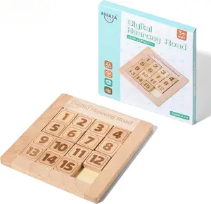 AIUAZA Wooden Number Sliding Puzzle，Brain Teasers Toy Tangram Slide Puzzle Game，Sequential Puzzles Board Game，Educational Toys for Kids and Adults