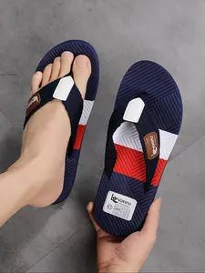 National Day Offers Men's Colorblock Slides Flip-flop, Casual Comfortable Flat Sandals for Beach, Lightweight Breathable Fashion Slippers for Indoor & Outdoor Wear Footwear Sandal