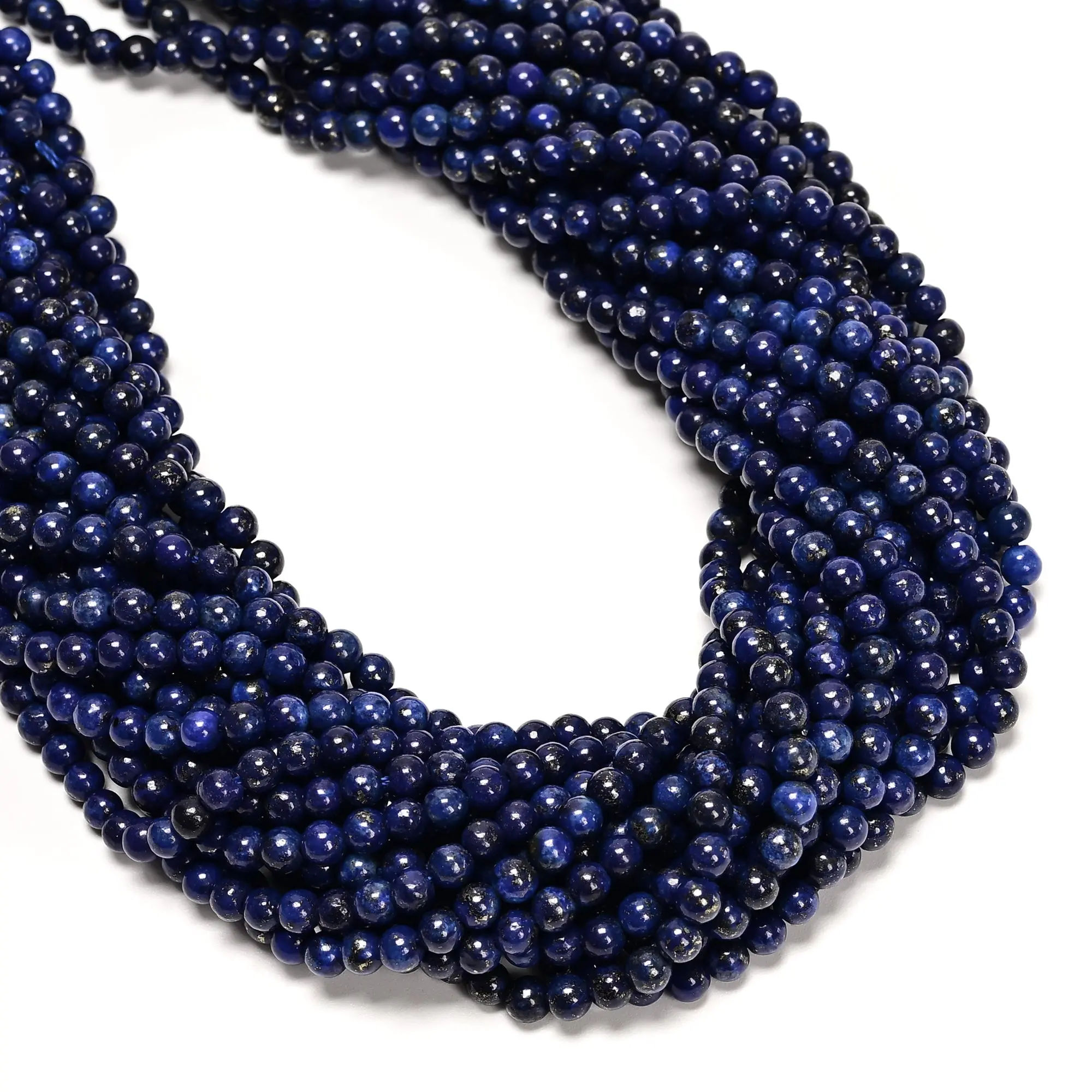 Lapis Lazuli Smooth Round Beads 2mm 3mm 4mm 5mm 15.5" Strand Loose Gemstone Beads for Jewelry Making