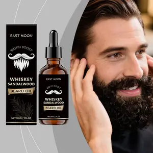 East Moon Whiskey Sandalwood Beard Oil, Castor Oil Biotin Vitamin E Beard Care Oil, Gentle Softening Nourishing Formula for Sensitive Skin, Sensitive Skin Safe