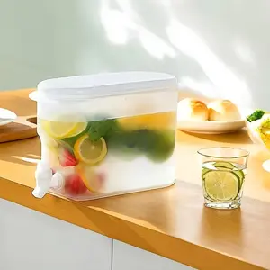 Large Capacity Plastic Beverage Dispenser with Faucet, Refrigerator-Friendly Cold Water Jug, Ideal for Iced Tea, Lemonade, Fruit Infusions, Drink Dispensers, Lemonade Pitcher, Drinkware
