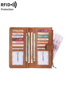 Ladies' vintage large capacity wallet, RFID Protected Wallet, RFID anti-theft brush, multifunctional card bag, card slots, cash pocket, snap on compartment, zipper compartment coin purse, suitable for daily use, Valentine's Day gift, Mother's Day gift
