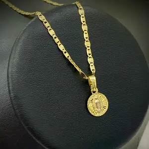 Small Virgen de Guadalupe Necklace Chain Charm Religious Pendant Anniversary Birthday Daily Female Male