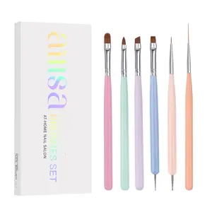 AILLSA Nail Art Brushes Set with 3/6/7pcs Brushes for Polish, Builder, Liner, Carved, and Dotting for Beginners & Professionals Manicure Cutics Cosmetic