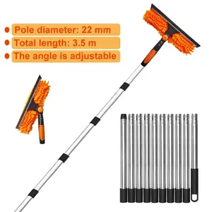 2 in 1 Window Double-sided Scraper, 1 Set Glass Cleaning Tool, Multifunctional Cleaning Tool for Home Cleaning and Household Services The pole features a thickened design with a diameter of 22mm and a total length of 3.5m