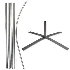 16ft Sturdy Construction Wind-Resistant Portable Flag Pole & X-Stand 6-Piece Kit, Garden Accessories for Outdoor Use