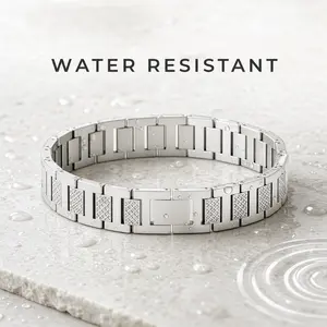 Men’s Crocodile Link Bracelet, Gold Tone Stainless Steel Chain, Adjustable Waterproof Jewelry with Gift Box