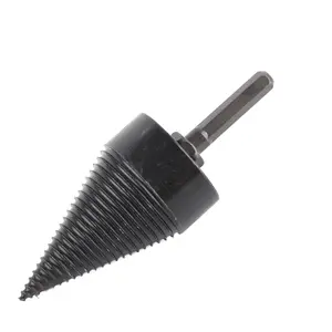 Firewood Log, Bit Wood Splitter Carbon Splitting Splitters Cone Hex Shank Drilling Tool Black 45mm 1.77in Split Incisive Screw (50mm)