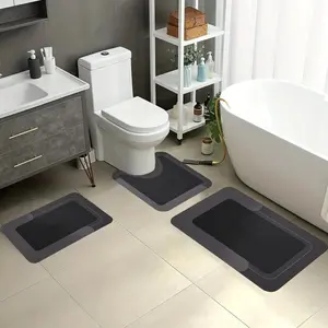 Housego Non-Slip Bathroom Mat Set of 3 Counts WaterAbsorbent Rug for Bathroom LivingRoom Kitchen LaundryHome Decor HygienicEnvironment Restroom AccessoriesSuper Absorbent Non Stick Mat Silicone Rubber bathroom floor mat