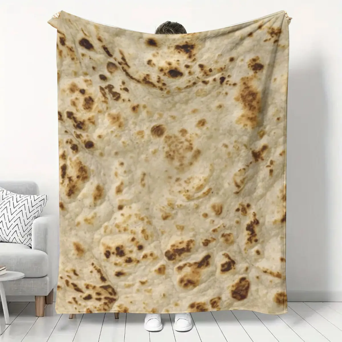Skin-Friendly Fleece Blanket - Soft, Warm, Burrito And Corn Tortilla-Textured Home Decor Blanket for Sofas, Beds, Travel