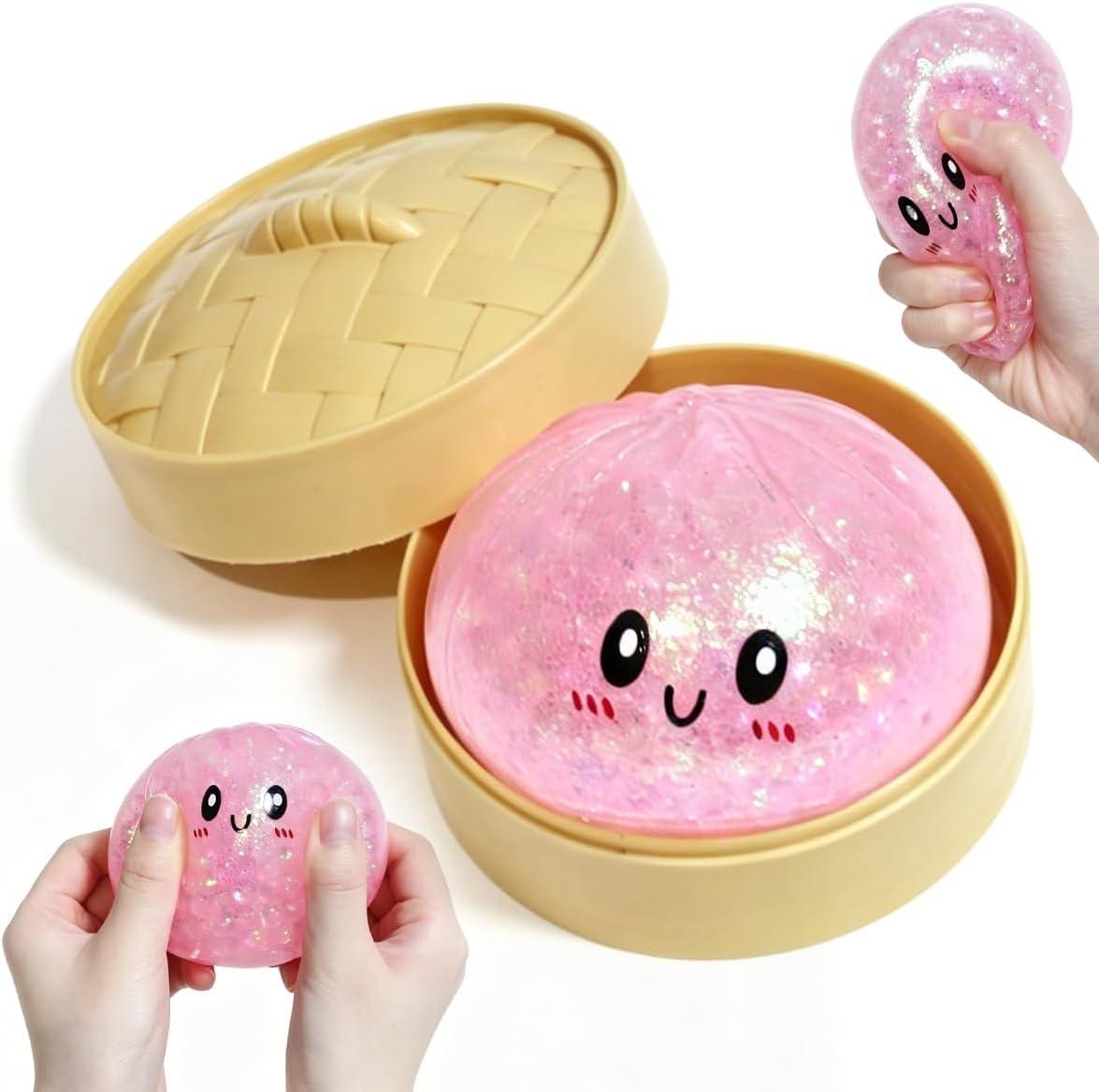 Glitter Dumpling Squishy Toy Set, Gel-Filled Squishy Toys with BeadsBig Sparkling Stress Relief Sensory, Cute Slow-Rise Desk Decor for Kids & Adults, Gift Collection.