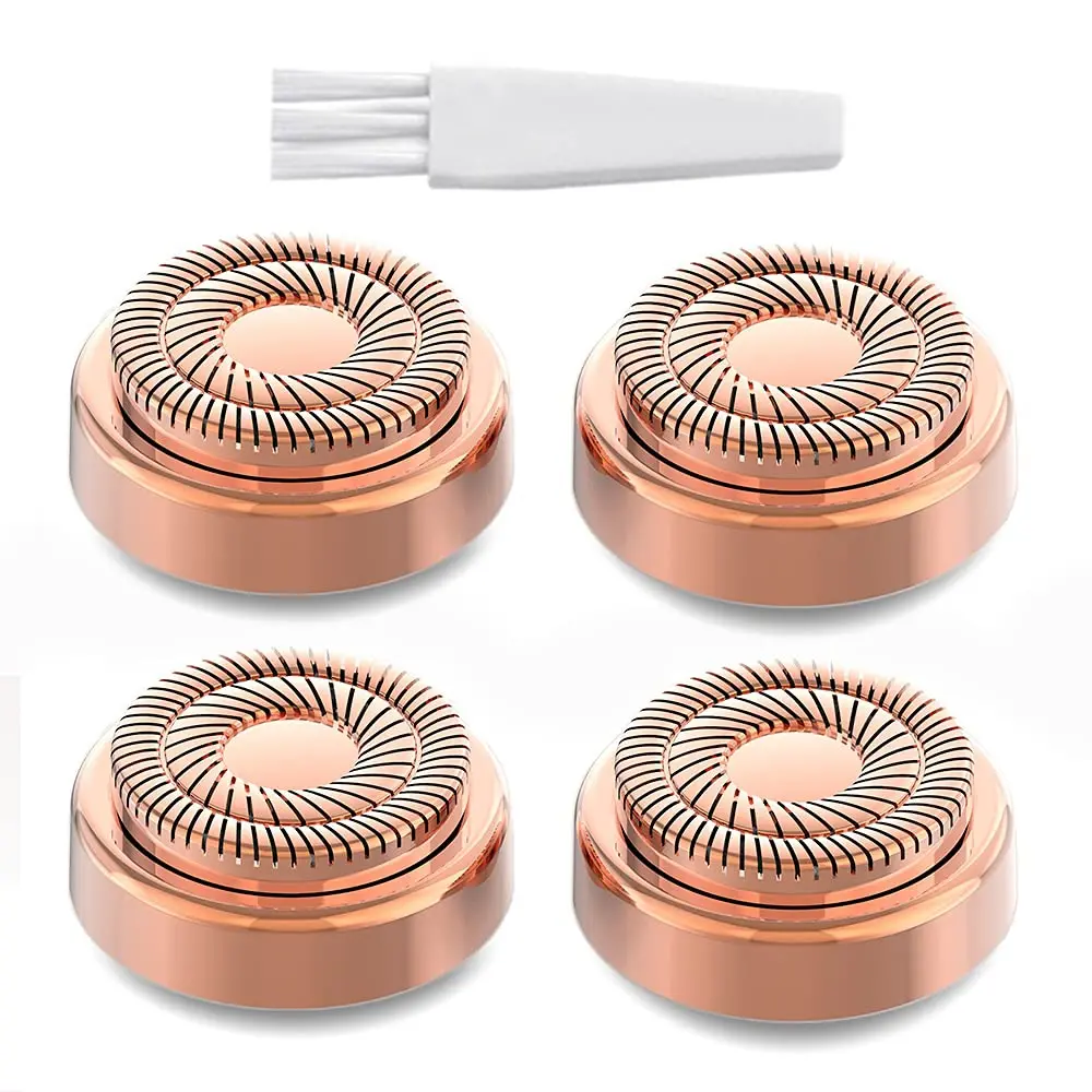 4-Pack Replacement Heads for Flawless Facial Hair Remover Gen 2 – Includes Cleaning Brush – Compatible Refill Blades for Finishing Touch Hair Removal Shaving Products