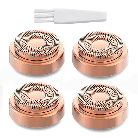 4-Pack Replacement Heads for Flawless Facial Hair Remover Gen 2 – Includes Cleaning Brush – Compatible Refill Blades for Finishing Touch Hair Removal Shaving Products, Replacement Shaver Head