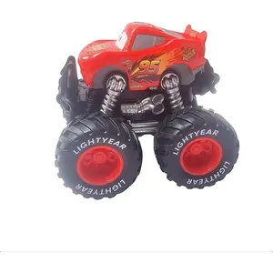 Mini Big Wheel Monster Truck Toy, Movie 3 Red MCQ Metal Diecast Car with Big Wheel, Cartoon Pull Back Car Suitable for Children, Perfect Children's Birthday and Holiday Gift
