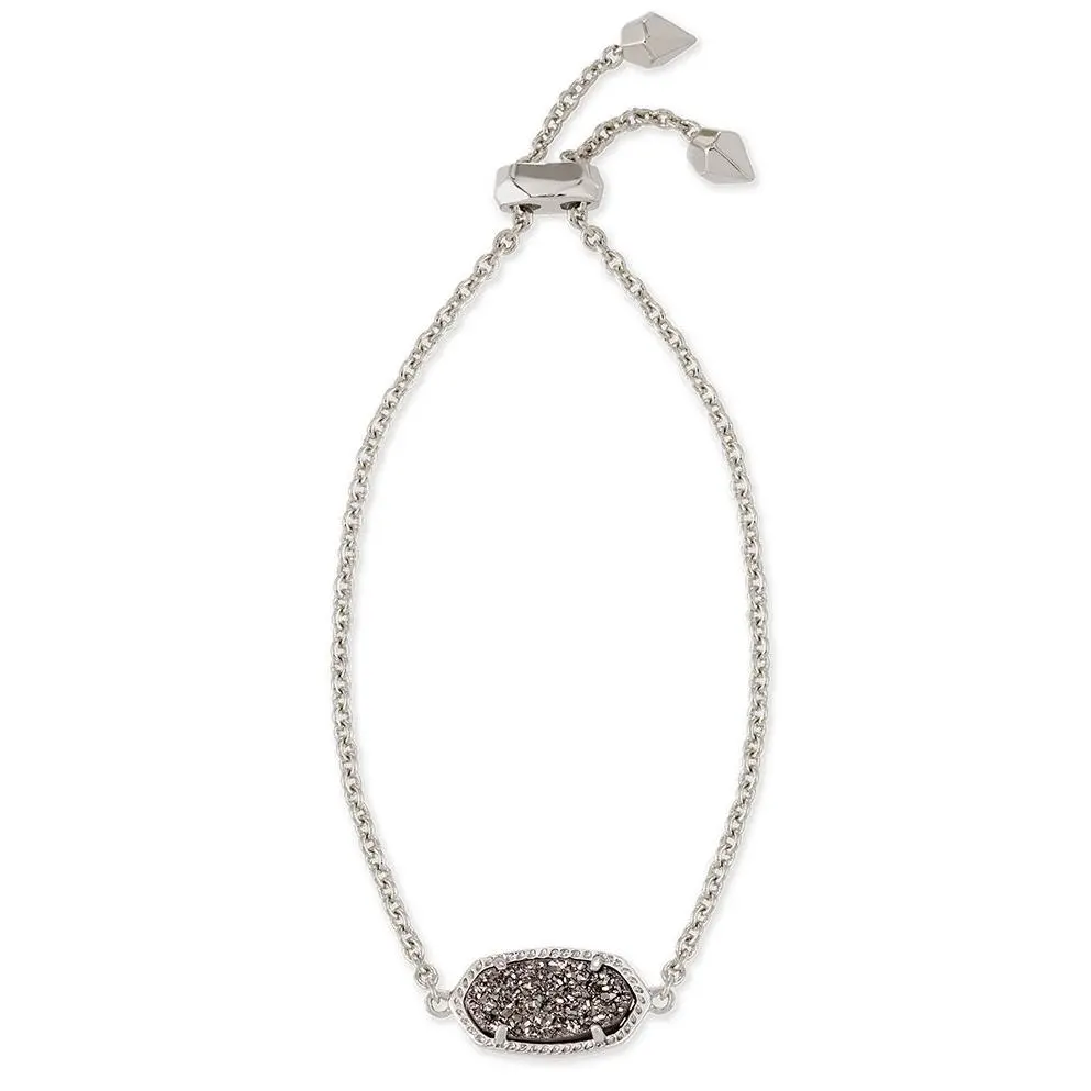 Kendra Scott Elaina Silver Bracelet - Platinum Drusy - 4217714525, Adults, Shiny Silver Bracelets & Anklets, Plated Silver Bracelets & Anklets, Adjustable Sliding Clasp