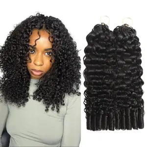 New 2026 Ramiss Burmese Curly Crochet Human Hair Pre-Separated 50g/Pack Time-Saving, 40 Strands/Pack Mircale Knots Hot braids,4-5 Packs for Full Head Protective Styles Light Weight No Tension Reusable Feather Crochet Extension