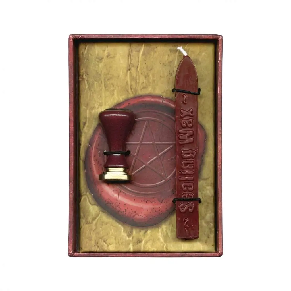 Pentagram Sealing Wax Kit — Wiccan Red Wax Seal Stamp and Wax Set