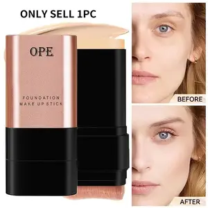 Foundation Stick, Waterproof Sweatproof, All-Day Wear, Lightweight Non-Oxidizing, 2-in-1 with Brush, Radiant Brightens & Evens Skin Tone, Student Commute Use