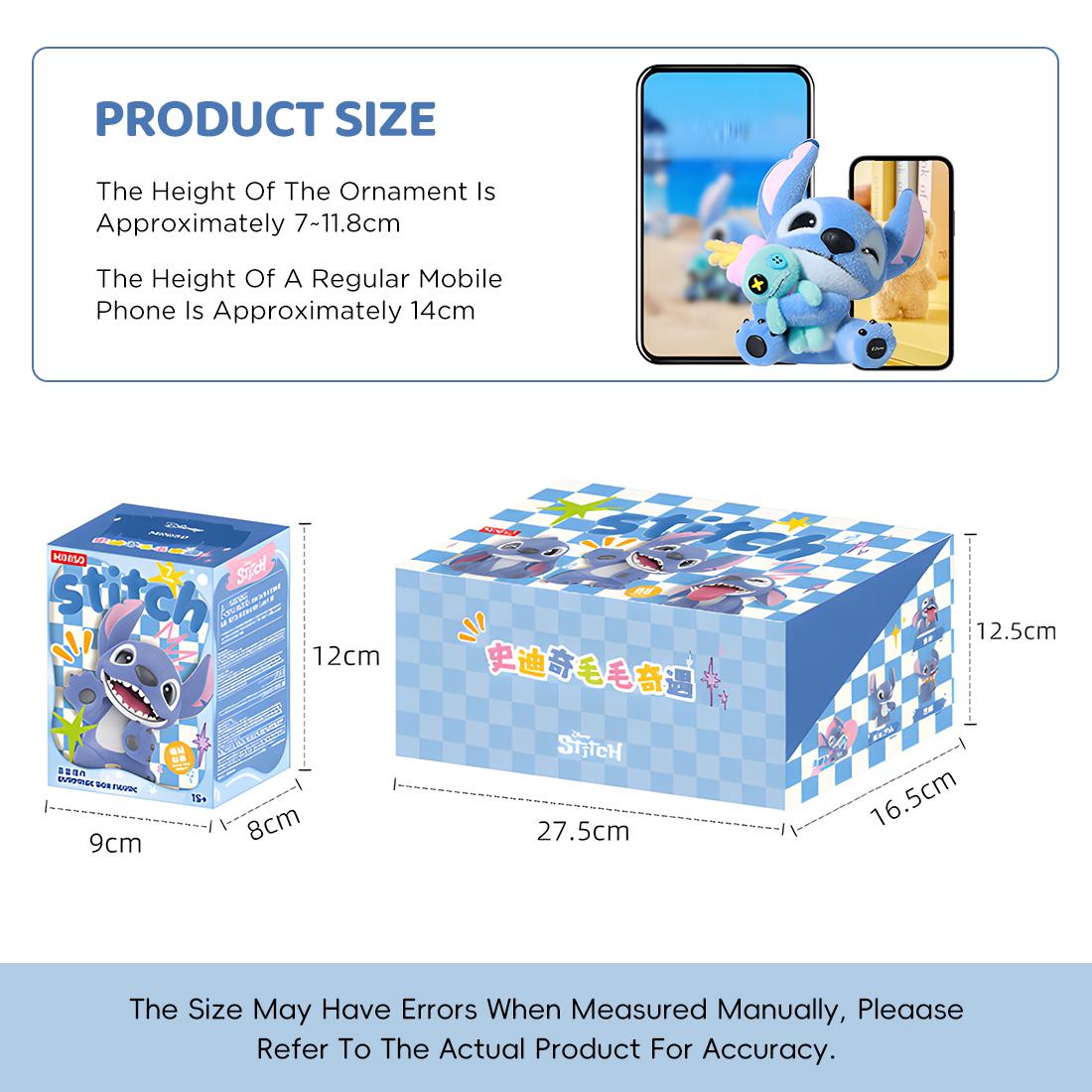 Disney Lilo & Stitch Plush Blind Box Figurines,Mystery Flocked Figure Blind Box Collectible,Cute Decor, Shelf Display & Gifts,Perfect for Disney Fans Kids Adults,Holiday Gifts, Birthday Gifts,Single Box